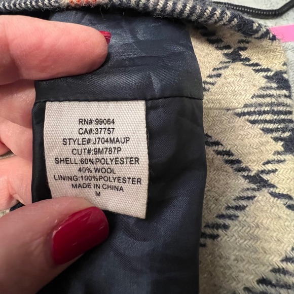 Billabong Plaid Double Breasted Wool Blend Coat Women Size M plaid distressed - Picture 8 of 8